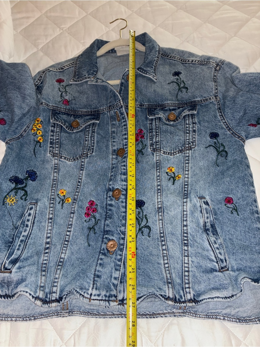 Desigual Embroidered Denim Trucker Jacket Sz M - Picture 5 of 14
